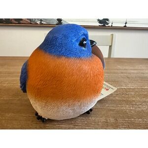 Exhart Audubon Eastern Bluebird Singing Statue Motion Activated Resin Figurine
